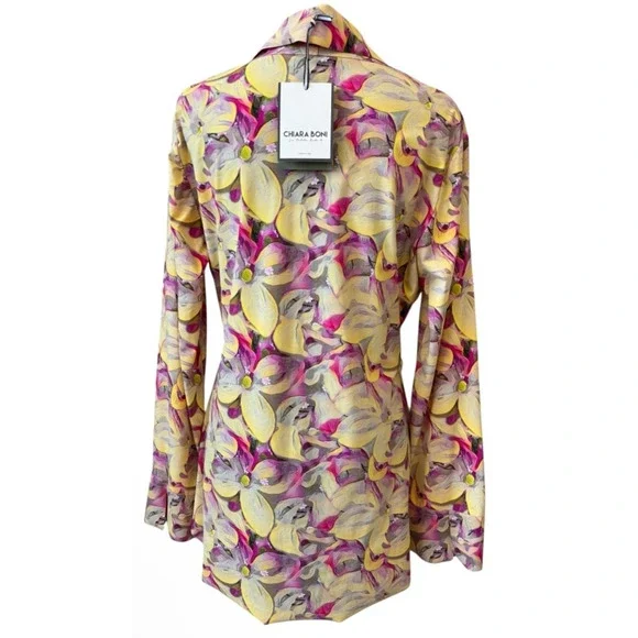 New CHIARA BONI La Petite Robe Women's Shohreh Floral Print Top Size 6 42